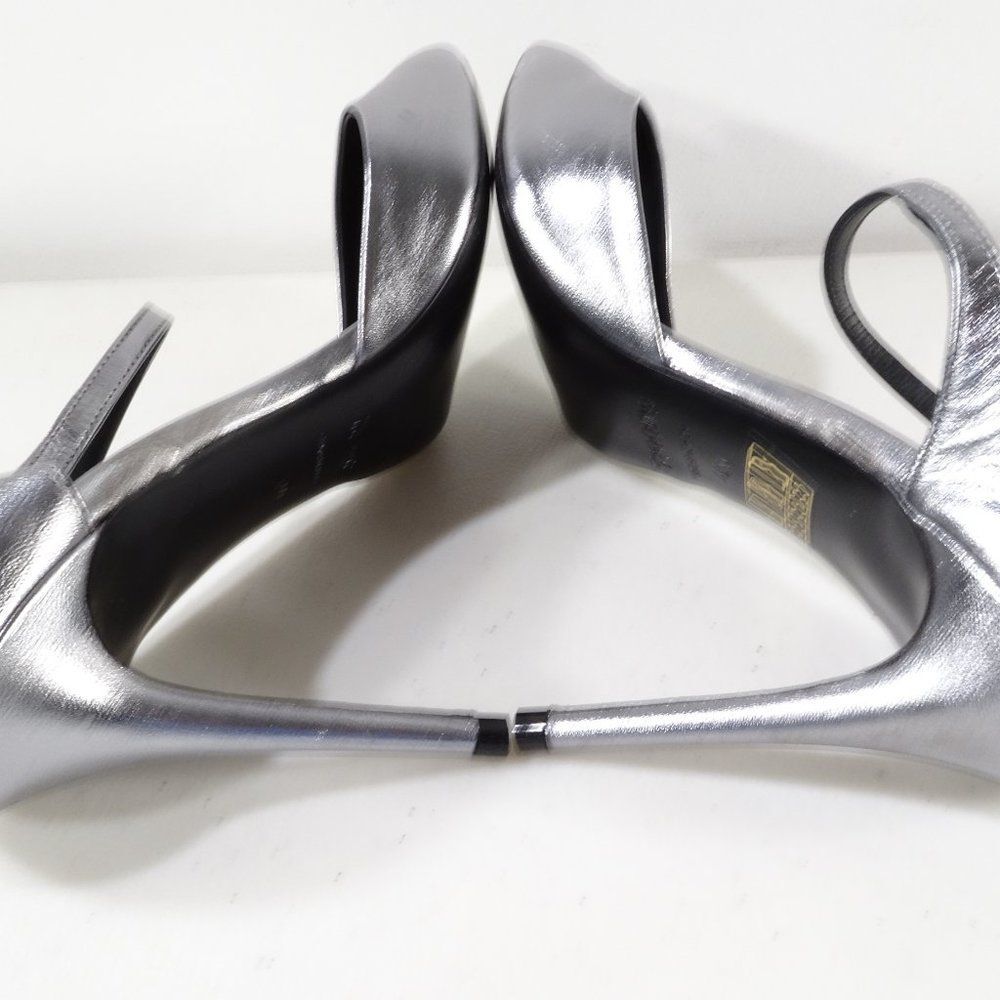 Theory Metallic Leather Mule Pumps 40 NWOB IRRG 595 Sz 40 IRRG - Picture 7 of 16